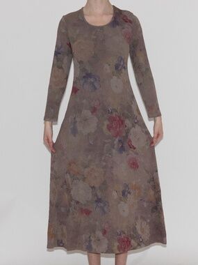 Vintage 90s floral maxi dress bodycon stretchy size medium barbara lesser